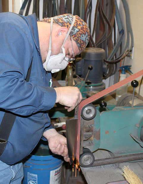 Griding a blade to final shape.