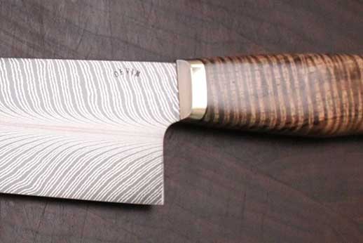 Feather pattern Gyuto with KOA handle.